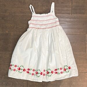 Janie and Jack White Dress with Red Floral Embroidery